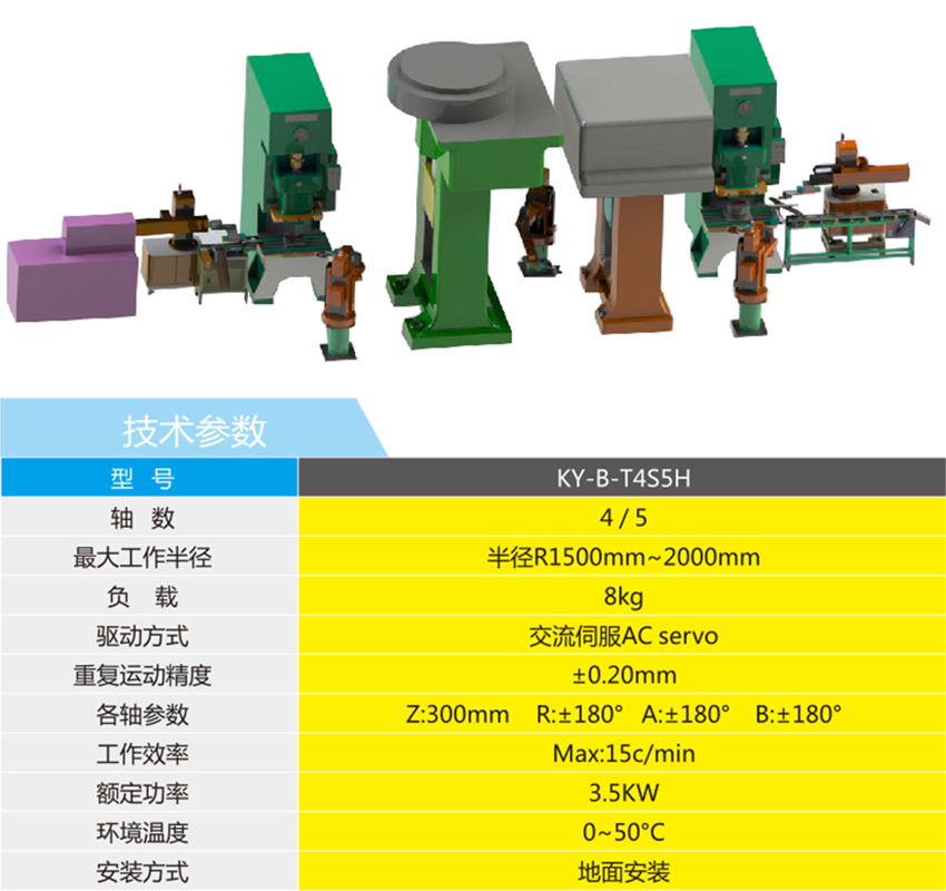 水平四軸鍛壓機器人技術(shù)參數(shù)